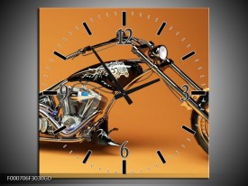 Wandklok op Glas Motor | Kleur: Oranje, Bruin, Zwart | F000706CGD