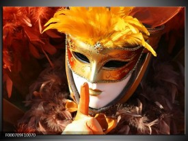 Foto canvas schilderij Masker | Geel, Oranje, Wit