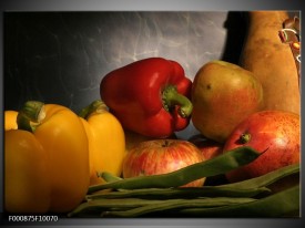 Glas schilderij Paprika | Geel, Rood, Grijs