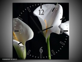 Wandklok op Glas Bloem | Kleur: Wit, Geel, Zwart | F000890CGD