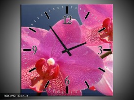 Wandklok op Glas Orchidee | Kleur: Paars, Wit, Rood | F000892CGD