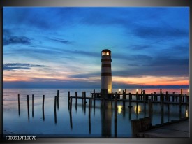 Foto canvas schilderij Vuurtoren | Blauw, Paars, Zwart