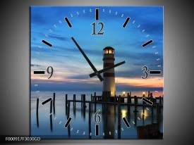 Wandklok op Glas Vuurtoren | Kleur: Blauw, Paars, Zwart | F000917CGD