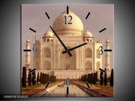 Wandklok op Glas Taj Mahal | Kleur: Wit, Zwart, Creme | F000970CGD