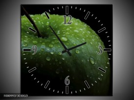 Wandklok op Glas Appel | Kleur: Groen, Zwart | F000991CGD