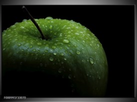Glas schilderij Appel | Groen, Zwart