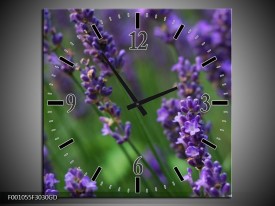 Wandklok op Glas Lavendel | Kleur: Blauw, Zwart, Groen | F001055CGD