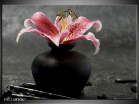 Foto canvas schilderij Bloem | Zwart, Rood, Grijs