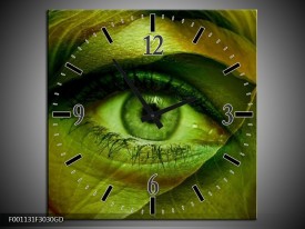 Wandklok op Glas Oog | Kleur: Groen, Bruin | F001131CGD