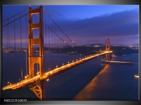 Foto canvas schilderij Brug | Blauw, Bruin, Goud