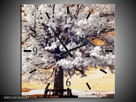 Wandklok op Glas Boom | Kleur: Wit, Geel, Zwart | F001159CGD
