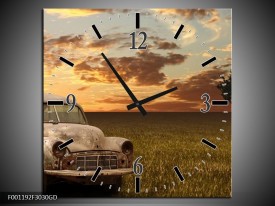 Wandklok op Glas Auto | Kleur: Grijs, Geel | F001192CGD