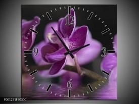 Wandklok op Canvas Orchidee | Kleur: Paars, Zwart | F001231C