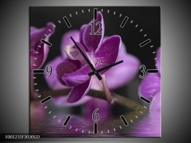 Wandklok op Glas Orchidee | Kleur: Paars, Zwart | F001231CGD