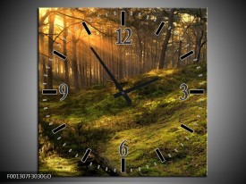 Wandklok op Glas Natuur | Kleur: Geel, Groen | F001307CGD