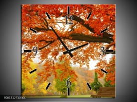 Wandklok op Canvas Herfst | Kleur: Oranje, Groen, Geel | F001312C