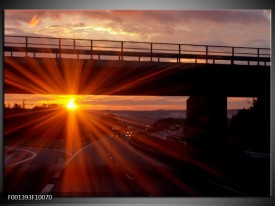 Glas schilderij Zonsondergang | Geel, Oranje, Zwart