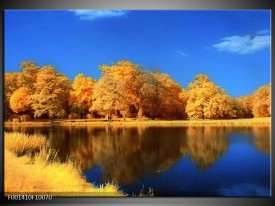 Glas schilderij Natuur | Blauw, Bruin, Oranje