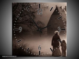 Wandklok op Glas Natuur | Kleur: Grijs, Wit | F001457CGD