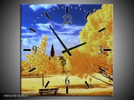 Wandklok op Glas Natuur | Kleur: Geel, Blauw, Wit | F001474CGD