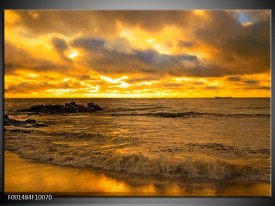 Foto canvas schilderij Zee | Geel, Grijs