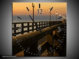 Wandklok op Glas Brug | Kleur: Grijs, Zwart, Wit | F001503CGD