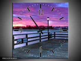 Wandklok op Glas Natuur | Kleur: Paars, Grijs, Wit | F001522CGD
