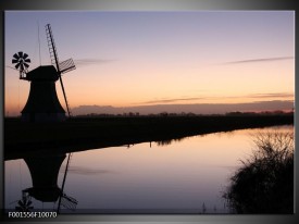 Foto canvas schilderij Molen | Zwart, Grijs, Wit