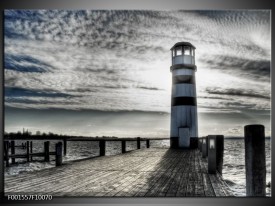 Glas schilderij Vuurtoren | Grijs, Wit, Zwart