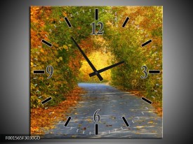 Wandklok op Glas Natuur | Kleur: Groen, Bruin, Grijs | F001565CGD
