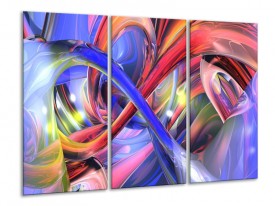 Glas schilderij Abstract | Paars, Rood, Geel | 120x80cm 3Luik