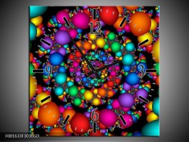 Wandklok op Glas Rond | Kleur: Paars, Groen, Geel | F001633CGD