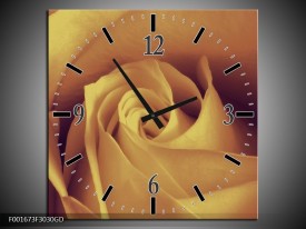 Wandklok op Glas Roos | Kleur: Bruin, Creme | F001673CGD
