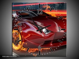 Wandklok op Glas Auto | Kleur: Rood, Zwart, Oranje | F001686CGD