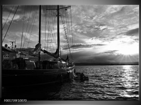 Foto canvas schilderij Boot | Grijs, Zwart, Wit