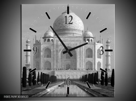 Wandklok op Glas Taj Mahal | Kleur: Grijs, Zwart, Wit | F001769CGD