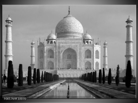 Glas schilderij Taj Mahal | Grijs, Zwart, Wit