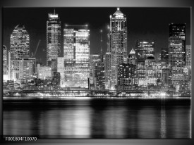 Glas schilderij New York | Grijs, Zwart, Wit