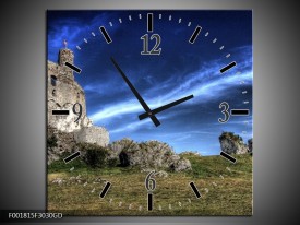 Wandklok op Glas Natuur | Kleur: Blauw, Wit, Groen | F001815CGD