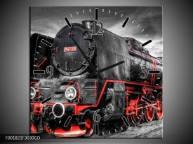 Wandklok op Glas Trein | Kleur: Zwart, Rood, Wit | F001821CGD