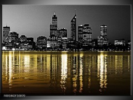 Foto canvas schilderij New York | Zwart, Wit, Geel