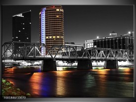 Foto canvas schilderij Brug | Zwart, Wit, Oranje