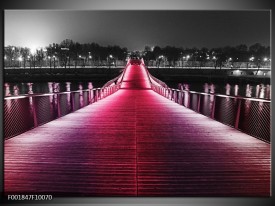 Foto canvas schilderij Brug | Roze, Zwart