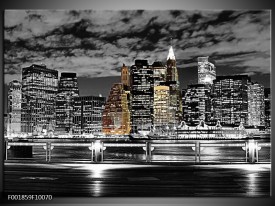 Foto canvas schilderij New York | Zwart, Wit, Geel