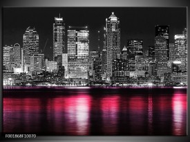 Foto canvas schilderij New York | Zwart, Wit, Roze