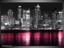 Glas schilderij New York | Zwart, Wit, Roze