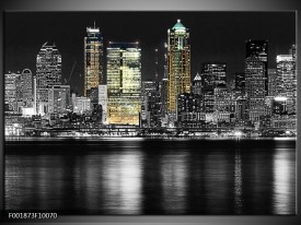 Foto canvas schilderij New York | Zwart, Wit, Geel