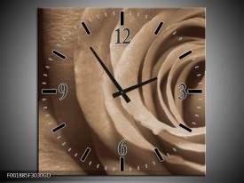 Wandklok op Glas Roos | Kleur: Sepia, Bruin | F001885CGD