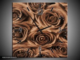 Wandklok op Glas Roos | Kleur: Sepia, Bruin | F001930CGD