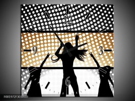 Wandklok op Glas Muziek | Kleur: Sepia, Bruin | F001972CGD